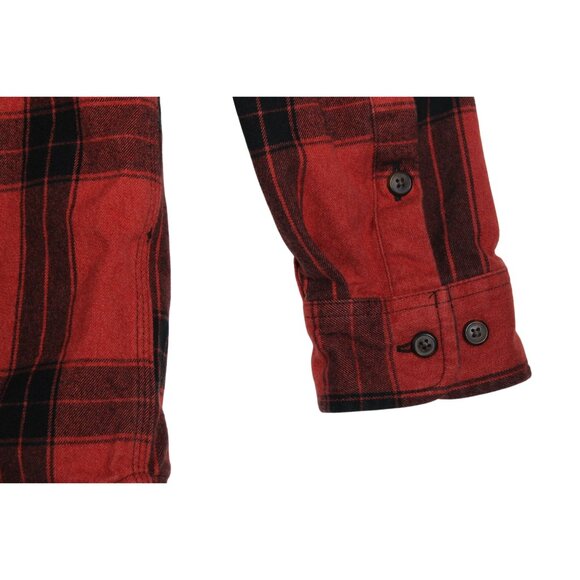 Carhartt L/S Red Plaid Button Down Thick Flannel Work Shirt Mens Medium - Picture 3 of 6